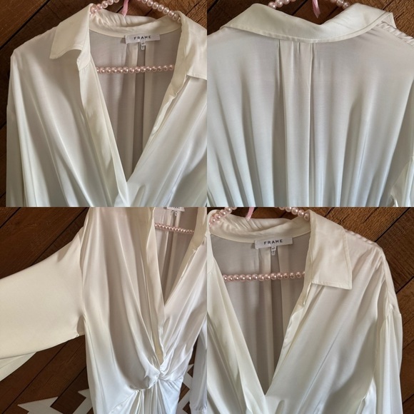 FRAME Revolve Twisted Wrap Shirt dress in Off-White size S - Picture 10 of 16